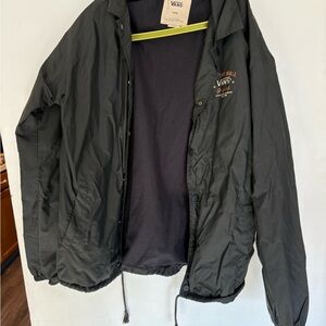 VANS OFF THE WALL Men’s Black Lined Hooded Windbreaker Jacket Size L